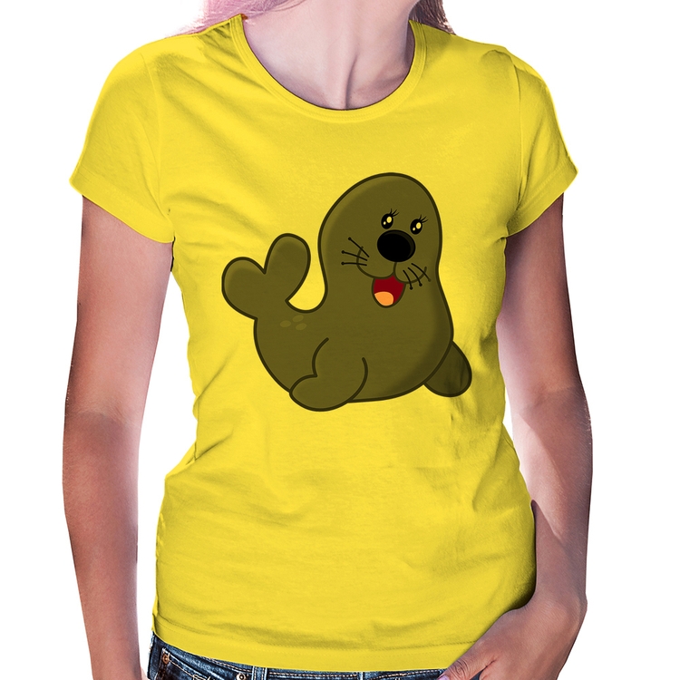 Baby Look Foca Feliz - Amarela