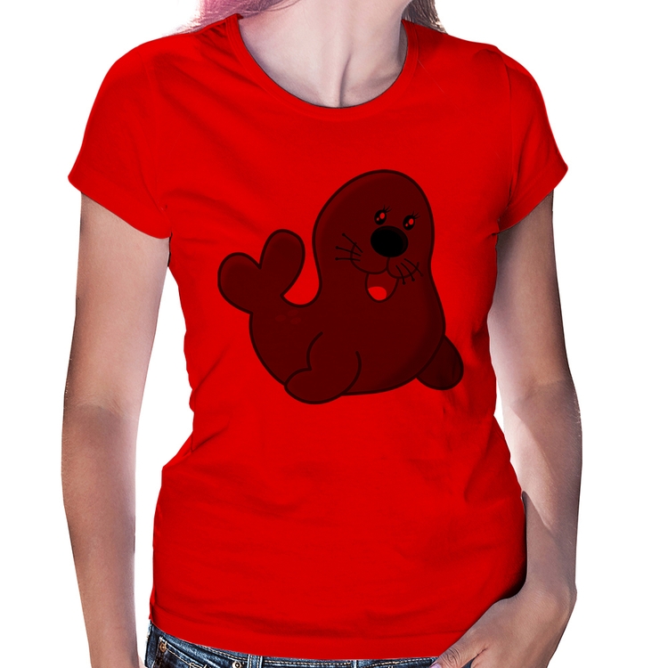 Baby Look Foca Feliz - Vermelha