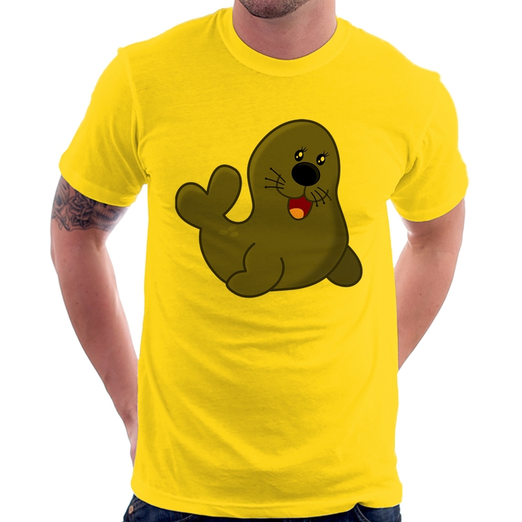 Camiseta Foca Feliz - Amarela