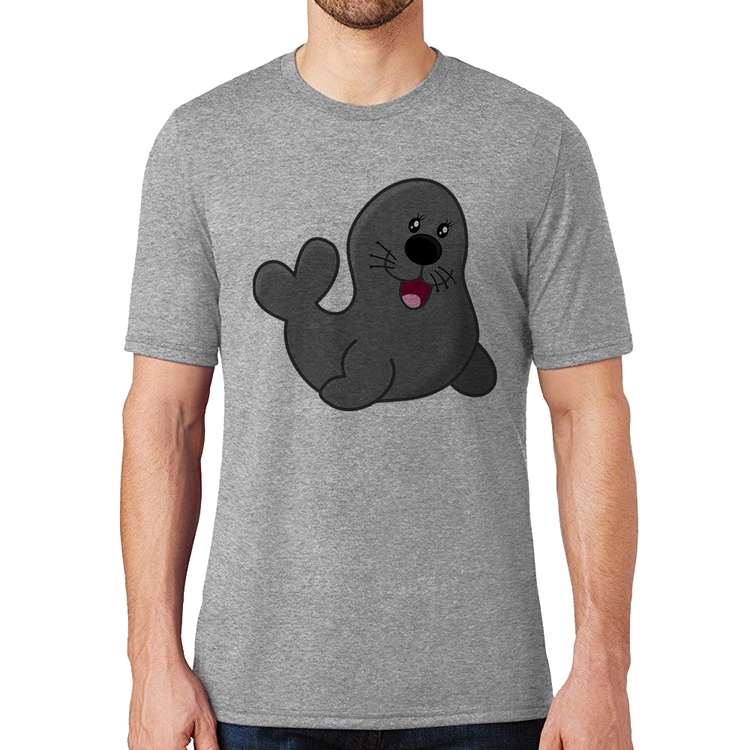 Camiseta Foca Feliz - Cinza