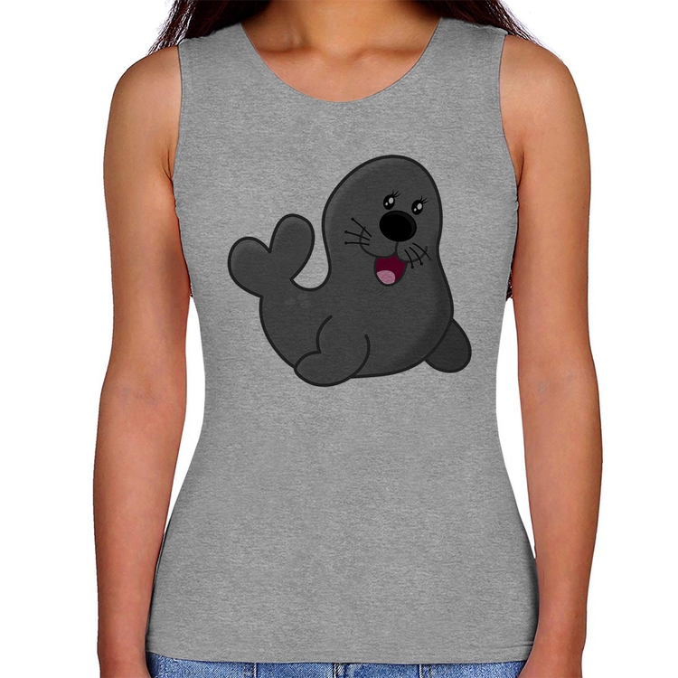 Regata Feminina Foca Feliz - Cinza