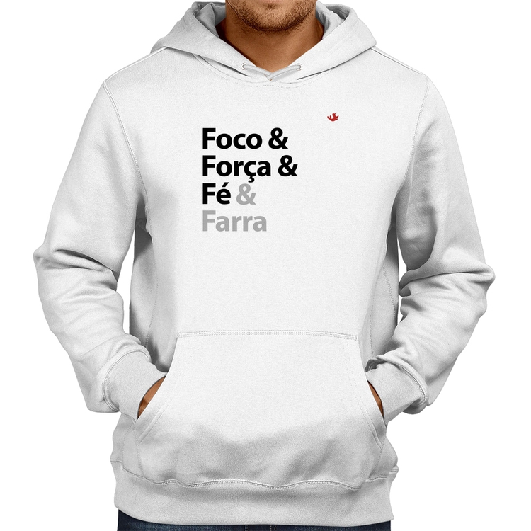 Moletom Foco & Força & Fé & Farra - Branco