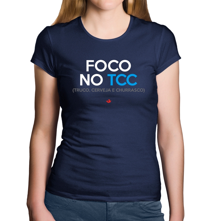 Baby Look Algodão Foco no TCC (Truco, Cerveja e Churrasco) - Marinho