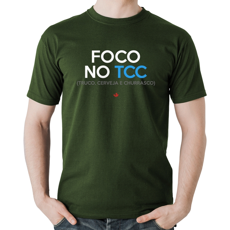 Camiseta Algodão Foco no TCC (Truco, Cerveja e Churrasco) - Musgo