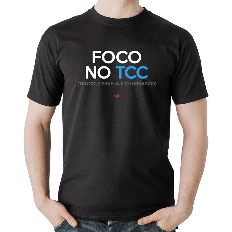 Camiseta Algodão Foco no TCC (Truco, Cerveja e Churrasco)