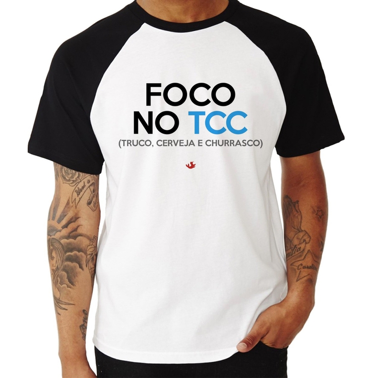 Camiseta Raglan Foco no TCC (Truco, Cerveja e Churrasco)