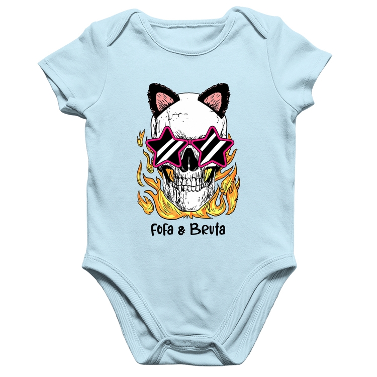 Body Bebê Algodão Fofa & Bruta - Azul Bebê