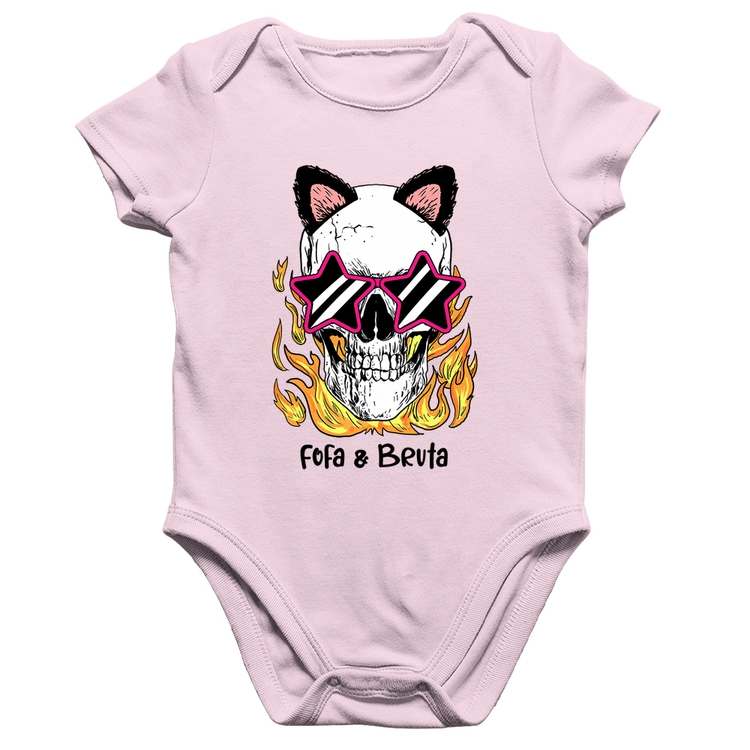 Body Bebê Algodão Fofa & Bruta - Rosa Bebê