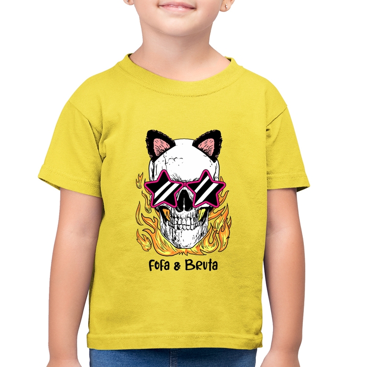 Camiseta Algodão Infantil Fofa & Bruta - Amarelo Canário