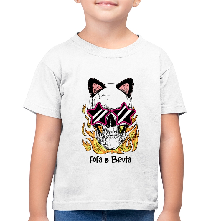 Camiseta Algodão Infantil Fofa & Bruta - Branca