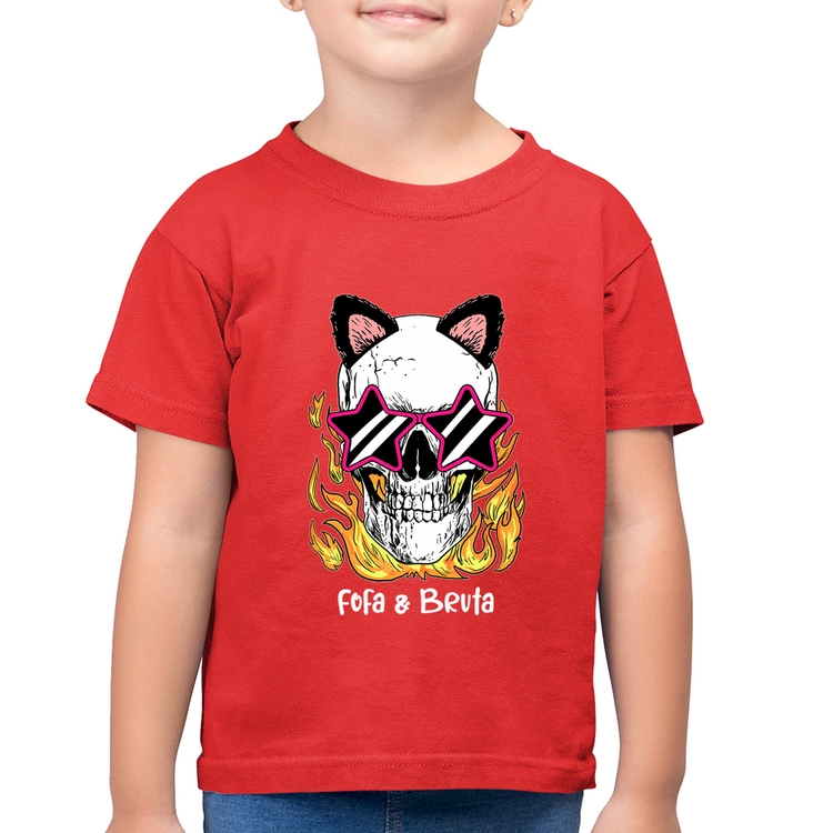 Camiseta Algodão Infantil Fofa & Bruta - Vermelha