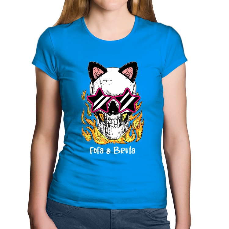 Baby Look Algodão Fofa & Bruta - Azul