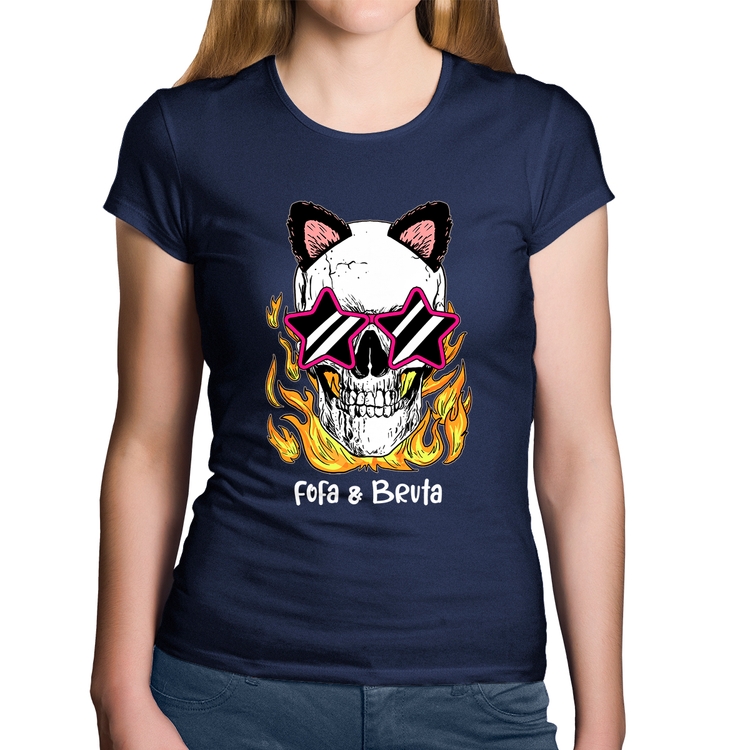 Baby Look Algodão Fofa & Bruta - Marinho