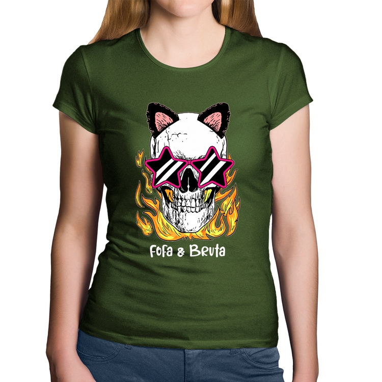 Baby Look Algodão Fofa & Bruta - Musgo