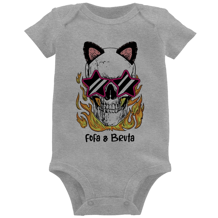 Body Bebê Fofa & Bruta - Cinza