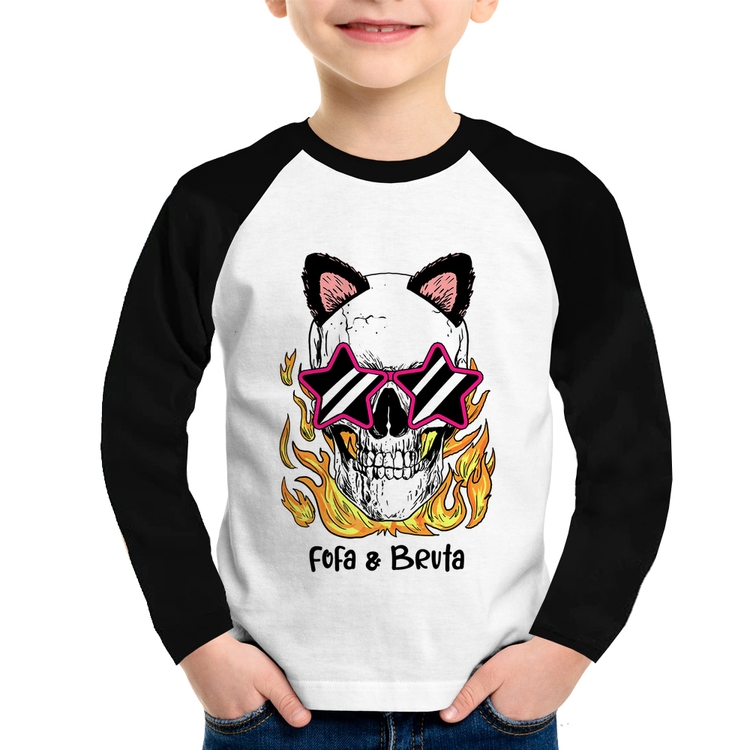 Camiseta Raglan Infantil Fofa & Bruta Manga Longa