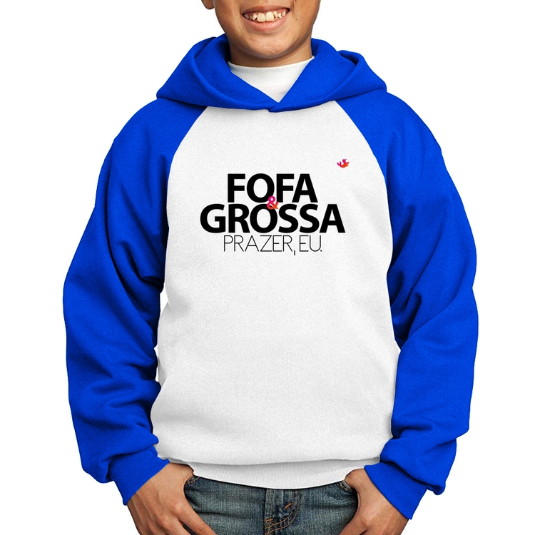 Moletom Infantil Fofa e grossa - Branco/Azul