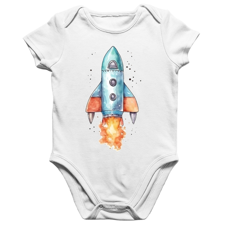 Body Bebê Algodão Foguete - Branco