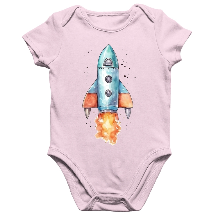 Body Bebê Algodão Foguete - Rosa Bebê