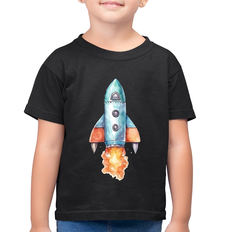 Camiseta Algodão Infantil Foguete