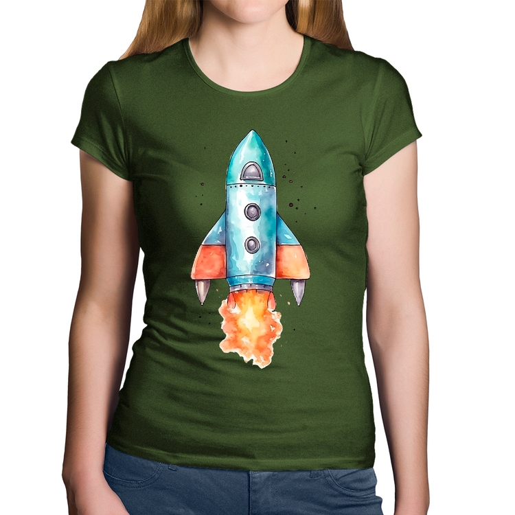 Baby Look Algodão Foguete - Musgo