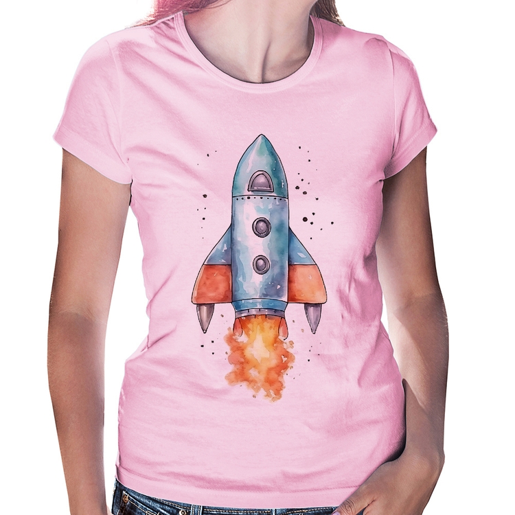 Baby Look Foguete - Rosa Bebê