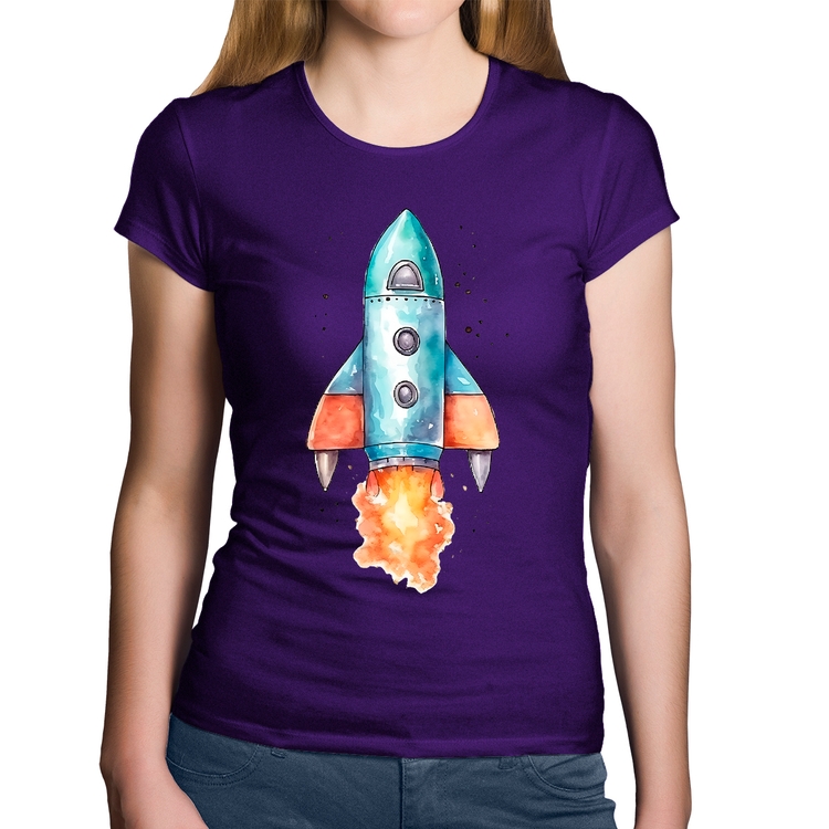 Baby Look Algodão Foguete - Roxa