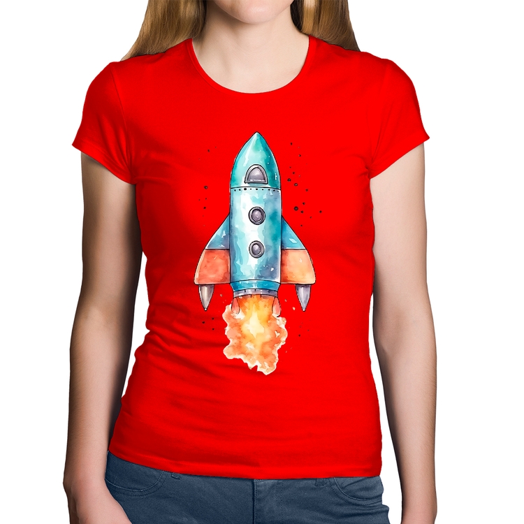 Baby Look Algodão Foguete - Vermelha