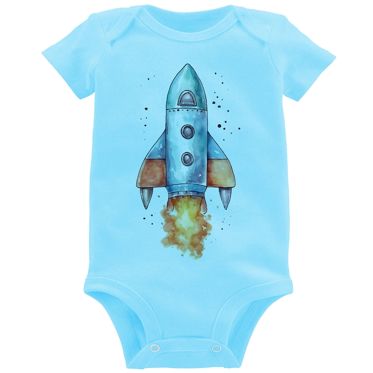 Body Bebê Foguete - Azul Bebê