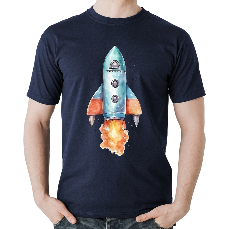 Camiseta Algodão Foguete - Marinho