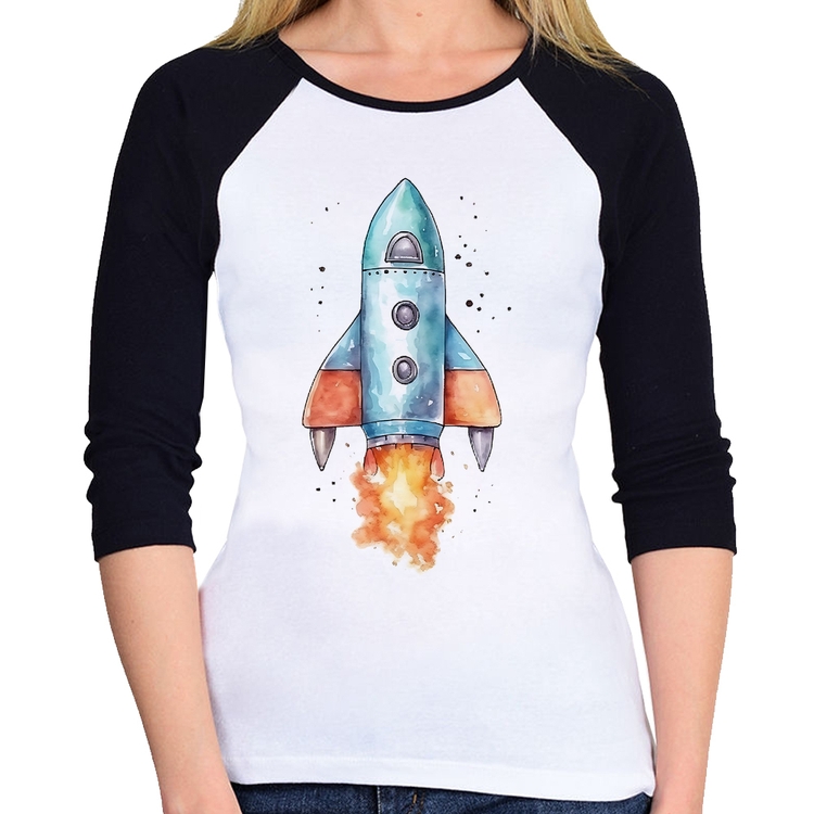 Baby Look Raglan Foguete Manga 3/4