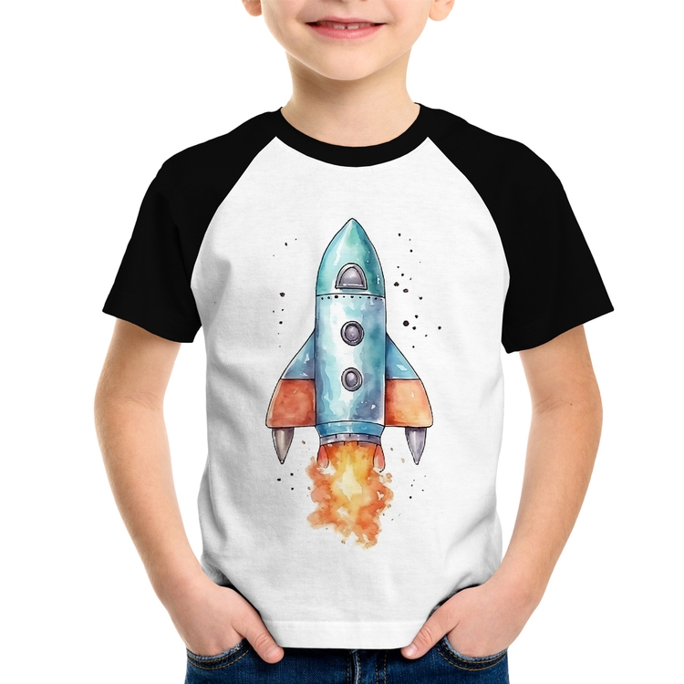Camiseta Raglan Infantil Foguete