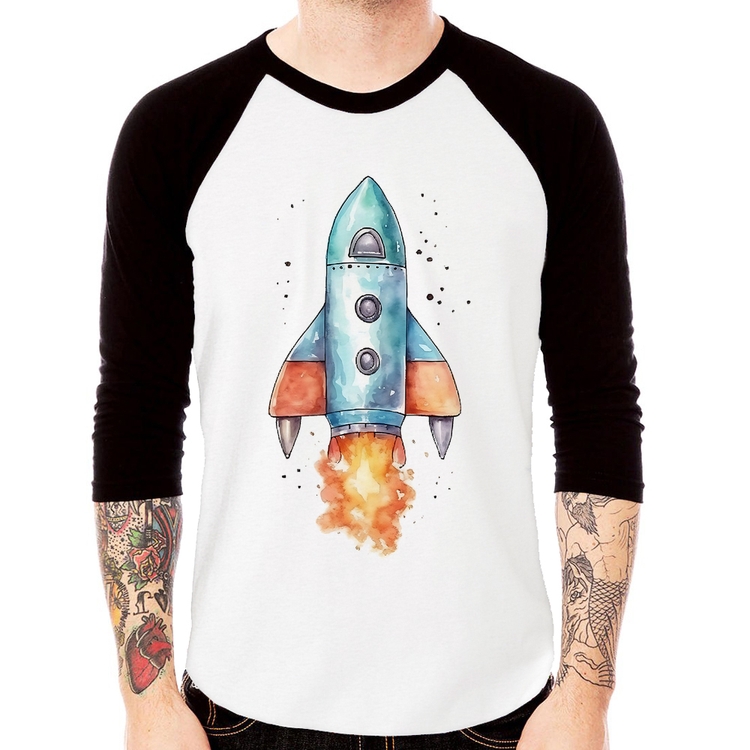 Camiseta Raglan Foguete Manga 3/4