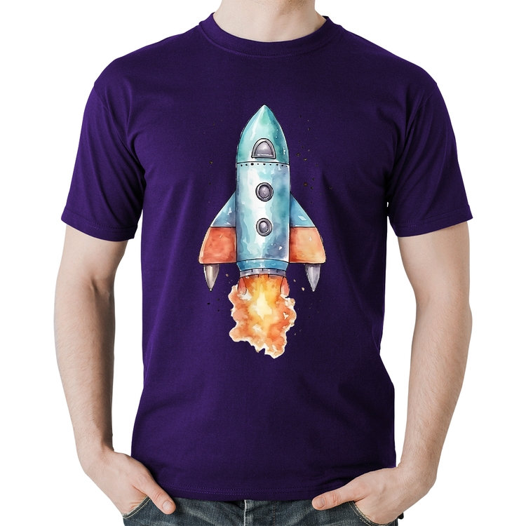 Camiseta Algodão Foguete - Roxa