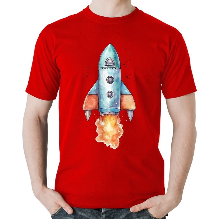 Camiseta Algodão Foguete - Vermelha