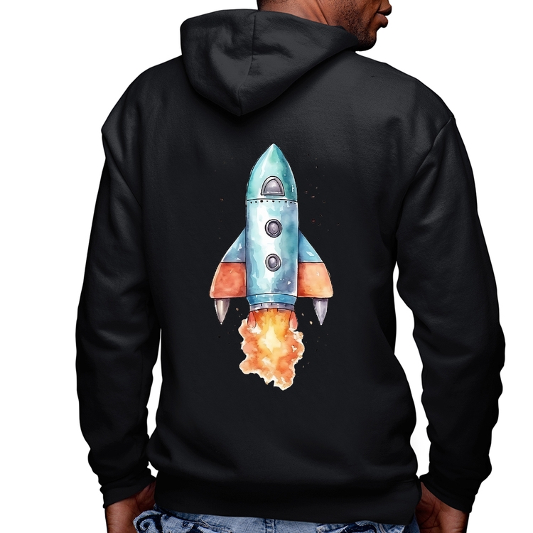 Blusa Moletom Foguete Masculina com Capuz e Zíper