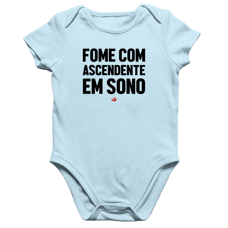 Body Bebê Algodão Fome com ascendente em sono - Azul Bebê