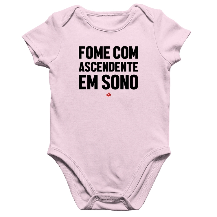 Body Bebê Algodão Fome com ascendente em sono - Rosa Bebê