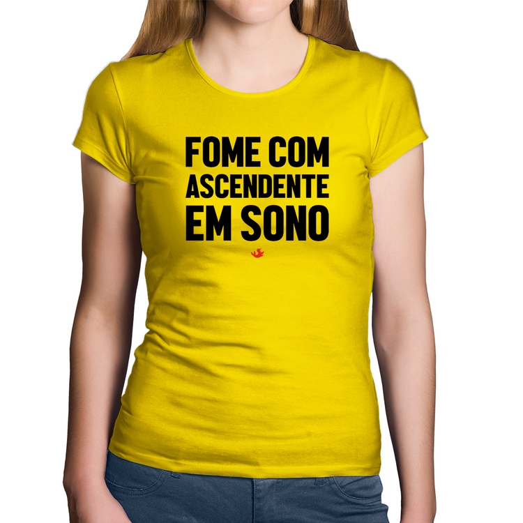 Baby Look Algodão Fome com ascendente em sono - Amarela