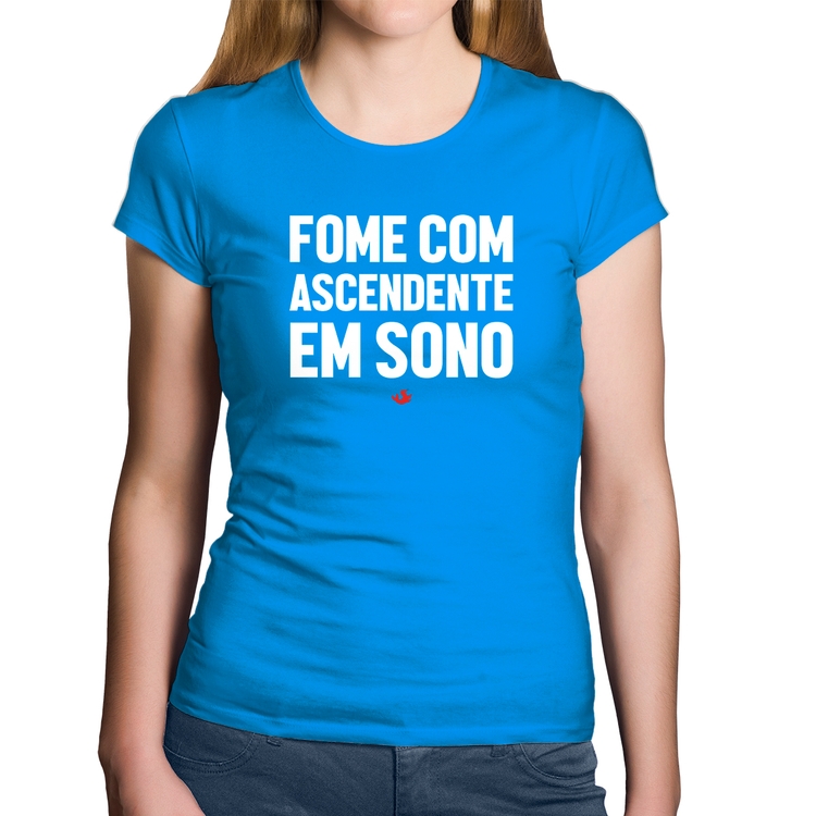 Baby Look Algodão Fome com ascendente em sono - Azul