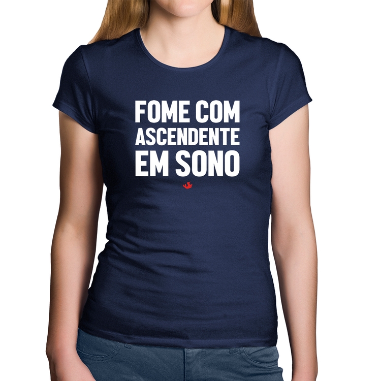 Baby Look Algodão Fome com ascendente em sono - Marinho