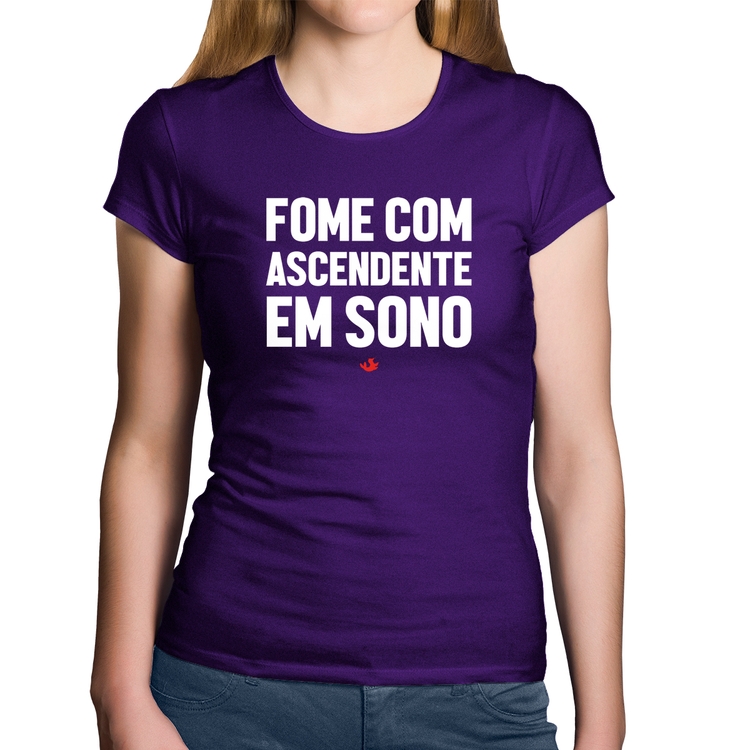 Baby Look Algodão Fome com ascendente em sono - Roxa