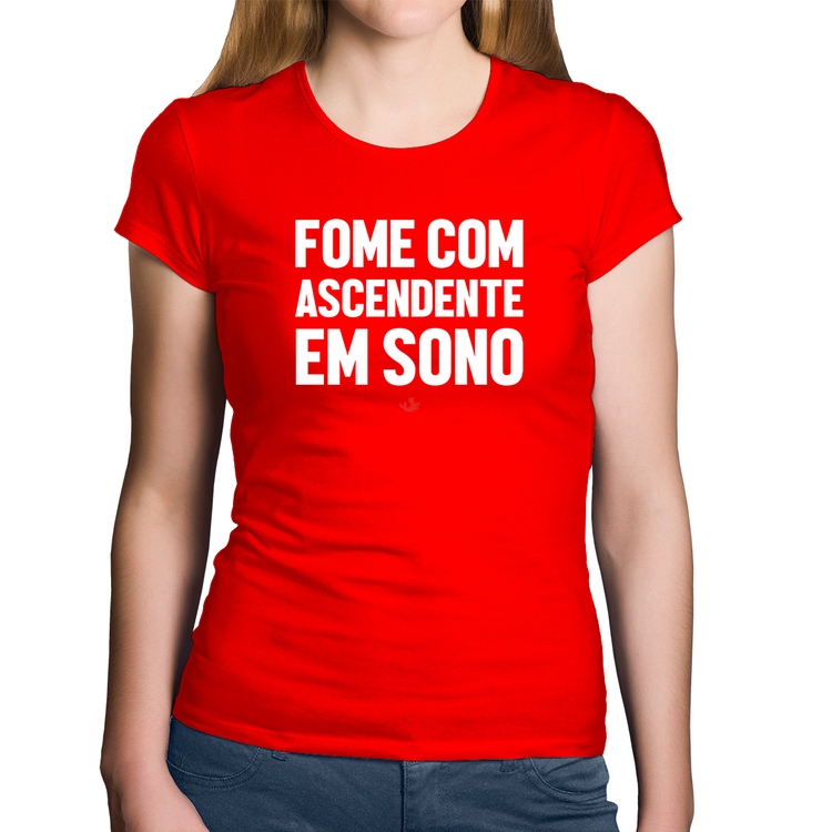 Baby Look Algodão Fome com ascendente em sono - Vermelha