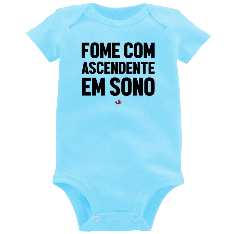 Body Bebê Fome com ascendente em sono - Azul Bebê