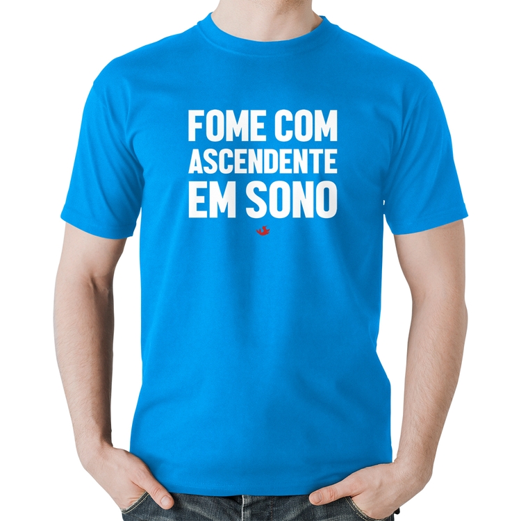 Camiseta Algodão Fome com ascendente em sono - Azul