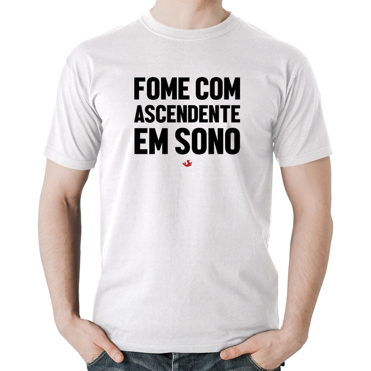 Camiseta Algodão Fome com ascendente em sono - Branca