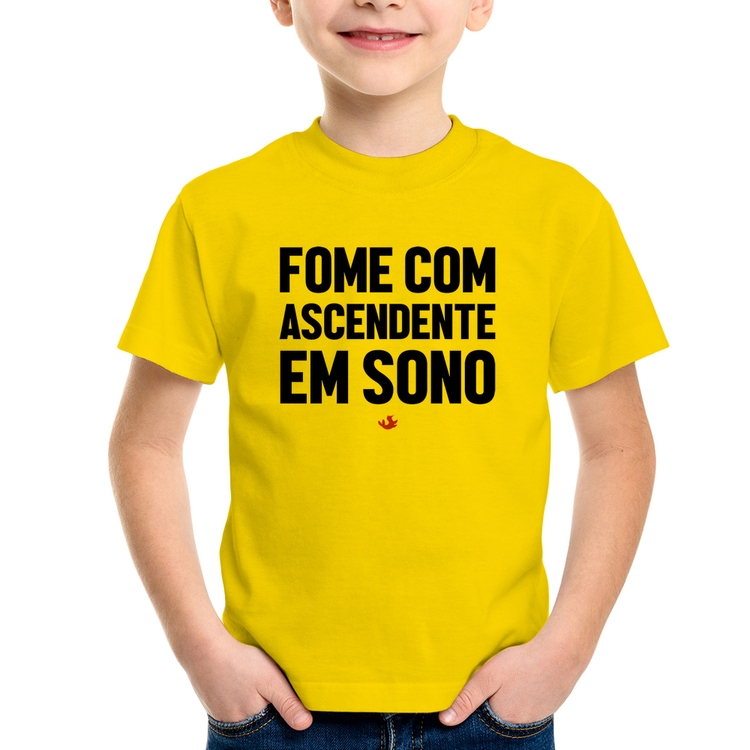 Camiseta Infantil Fome com ascendente em sono - Amarela