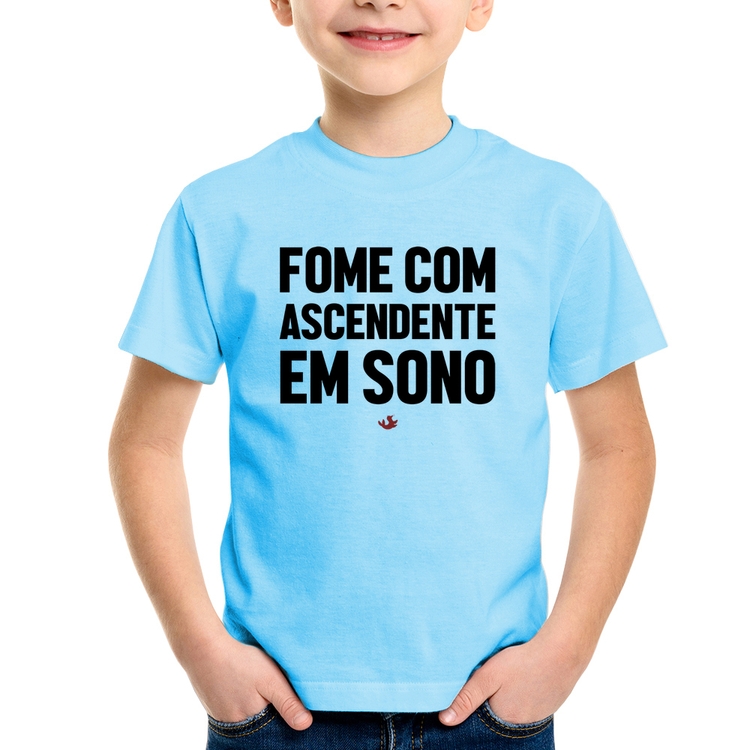 Camiseta Infantil Fome com ascendente em sono - Azul Bebê