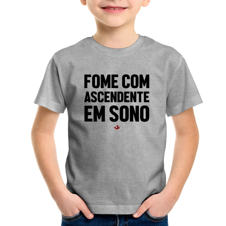 Camiseta Infantil Fome com ascendente em sono - Cinza