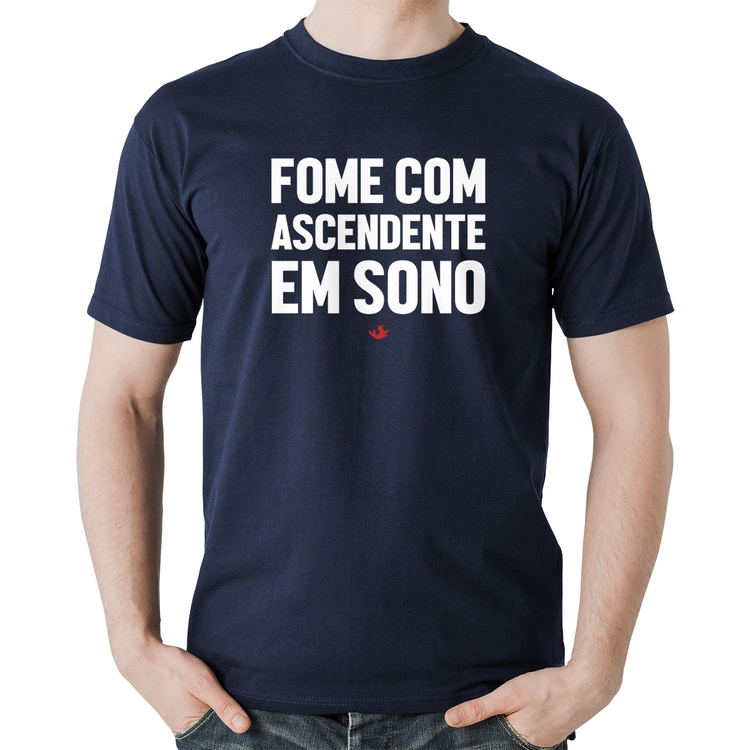 Camiseta Algodão Fome com ascendente em sono - Marinho